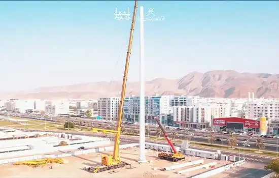 Omans Tallest Flagpole Installation in Al Khuwair Nears Completion 1