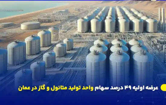 تصویری از یک واحد تولیدی با مخازن بزرگ که نشان‌دهنده کارخانه تولید متانول و گاز در عمان است.