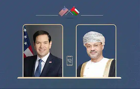 Omani Foreign Minister Holds Phone Discussion with US Secretary of State 7 An image of a phone discussion between Sayyid Badr Albusaidi, Omani Foreign Minister, and Marco Rubio, US Secretary of State, emphasizing bilateral cooperation and diplomatic issues.