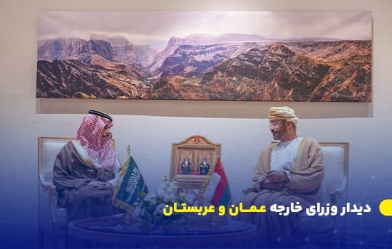 سید بدر بن حمد البوسعیدی و شاهزاده فیصل بن فرحان در حال گفت‌وگو در دیدار رسمی