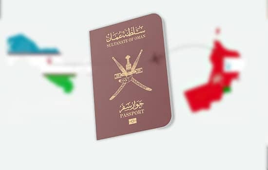 Uzbekistan Grants Visa-Free Entry to Omani Citizens Starting June 1, 2025 7 Omani passport with a blurred background map showing Oman and Uzbekistan