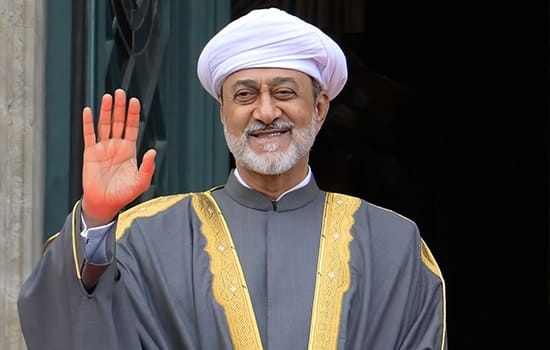 Sultan Haitham bin Tariq of Oman waving during his official state visit to Algeria